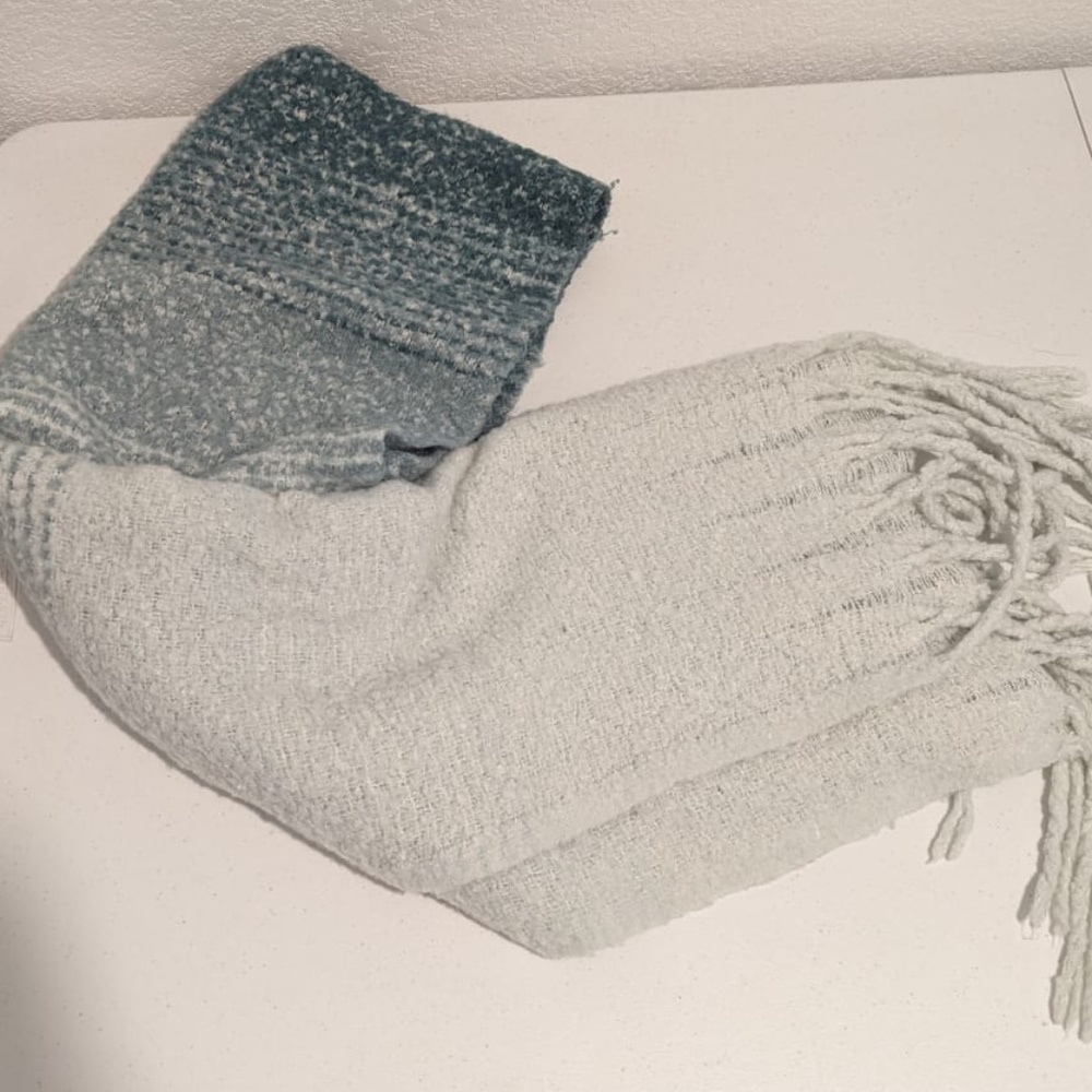 Pashmina Shawl Wrap Scarf  in different blue tones.